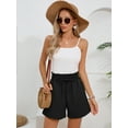 thumbnail image 2 of Chiclily Womens Casual Drawstring Shorts Black Summer Elastic Waist Shorts with Pockets, Small, 2 of 7