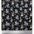 thumbnail image 1 of Soimoi Black Rayon Fabric Floral & Brush Stroke Print Fabric by the Yard 56 Inch Wide, 1 of 3