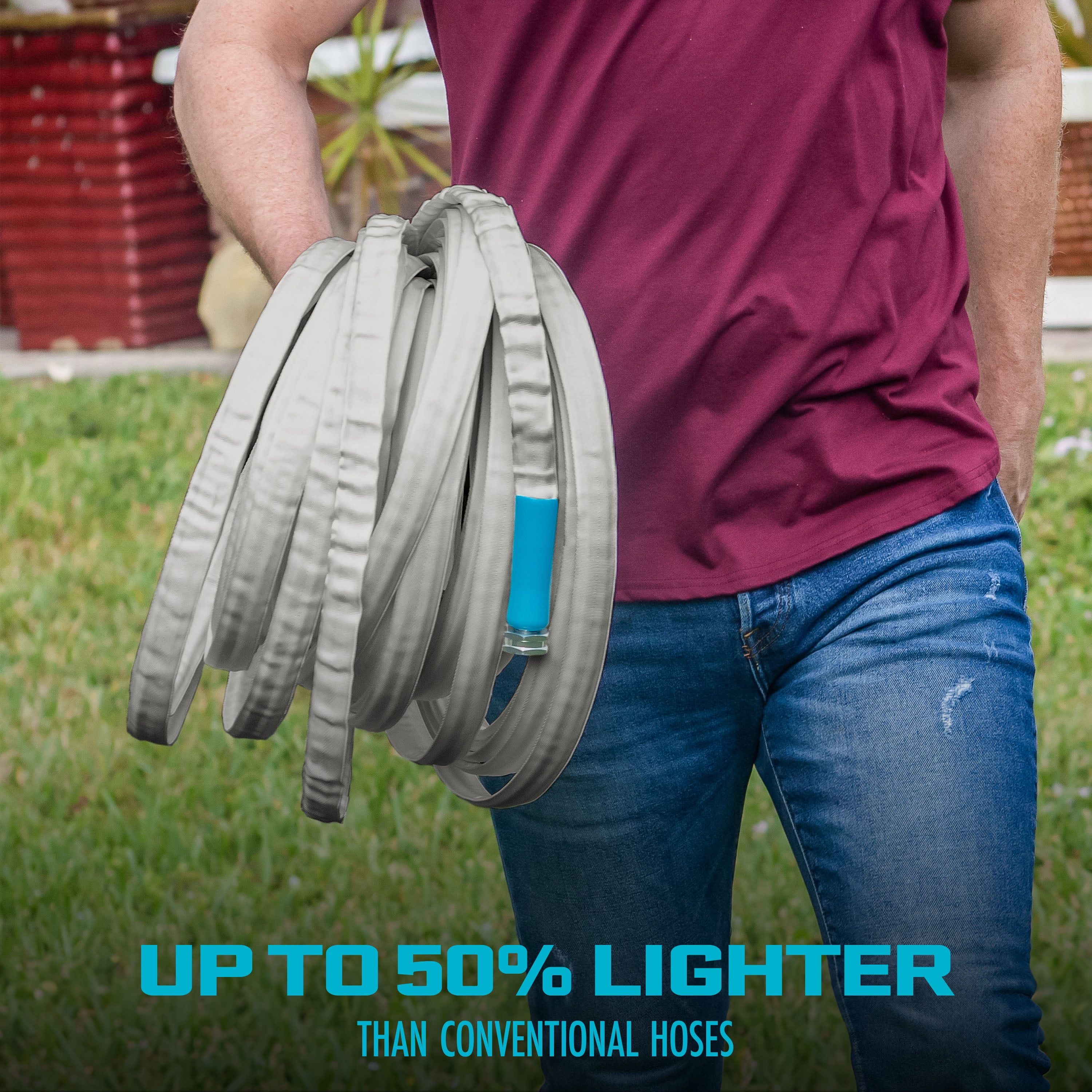 Aqua Joe 25ft Ultra Flexible Non-Expanding Kink-Free FiberJacket Garden Hose, 5/8" Diameter
