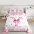 thumbnail image 2 of Feelyou Buffalo Pink Bowknot Bedding Comforter Set for Kids, Initial Y Letter Twin Comforter Sets, Kawaii Princess Style Reversible Bedding Set, Ultra Soft Home Decor, 2-Piece, 2 of 8