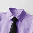 thumbnail image 2 of Boys Short Sleeve Dress Shirts Solid Button Down Shirts Summer Formal Uniform Shirt with Pocket,Purple 7-8Y, 2 of 5
