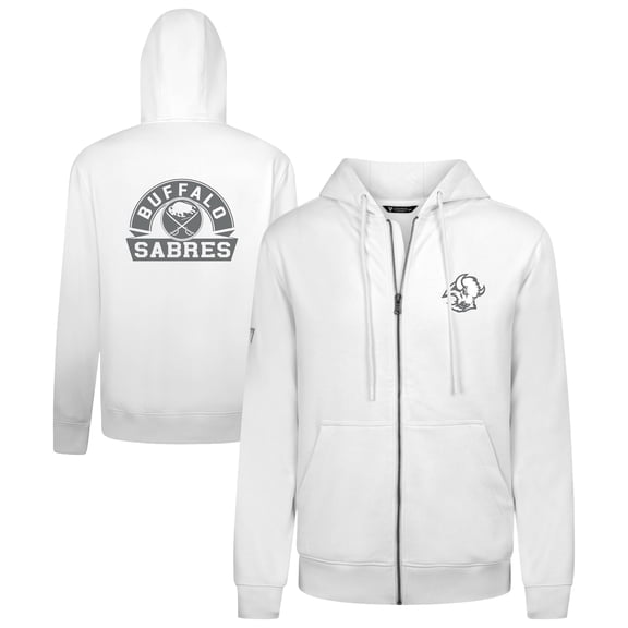 Men's Levelwear White Buffalo Sabres Podium Chenille Logo Full-Zip Hoodie