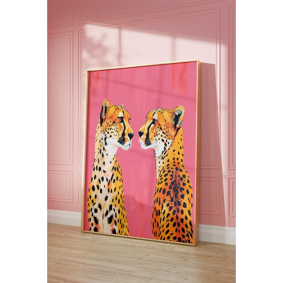 Cheetah Animal Print, Pink Orange Preppy Wall Art, Aesthetic Wall Art Prints, Cheetah Print, Pink Leopard Art Print, Minimal Cheetah Art, Wall Art, Modern Wall Decor, 8x12 UNFRAMED