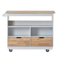thumbnail image 5 of Euroco Kitchen Cart, Rolling Mobile Kitchen Island with Solid Wood Top and 2 Drawers, White, 5 of 10