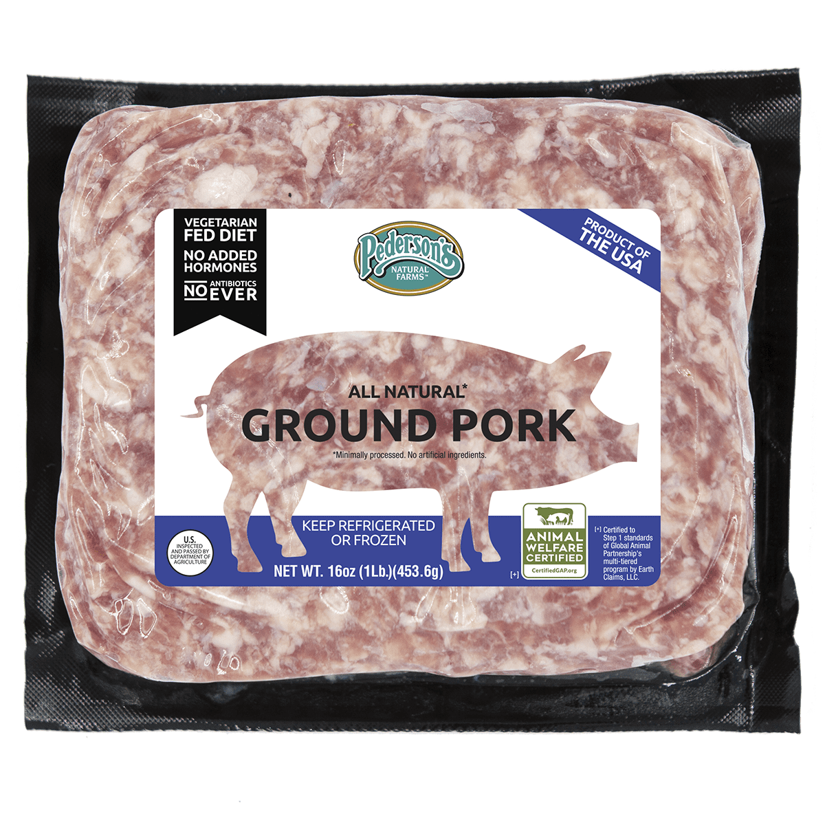 Pedersons Farms, Ground Pork (6 Packages, 16 Ounces Each)