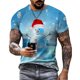 thumbnail image 1 of Camiseta con estampado de Papá Noel para hombre, camisetas rojas de manga corta con estampado de alces, ropa informal holgada con cuello redondo, 6XL, 1 of 4