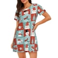 thumbnail image 1 of Easygdp Warm Christmas Memories Camisón de manga corta para mujer, informal, estampado, 1 of 6