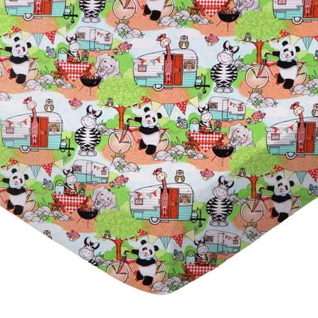 SheetWorld Fitted 100% Cotton Percale Play Yard Sheet Fits BabyBjorn Travel Crib Light 24 x 42, Animal Picnic