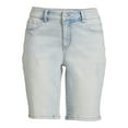 thumbnail image 4 of Time and Tru Women's Mid Rise Denim Bermuda Shorts, 4 of 5