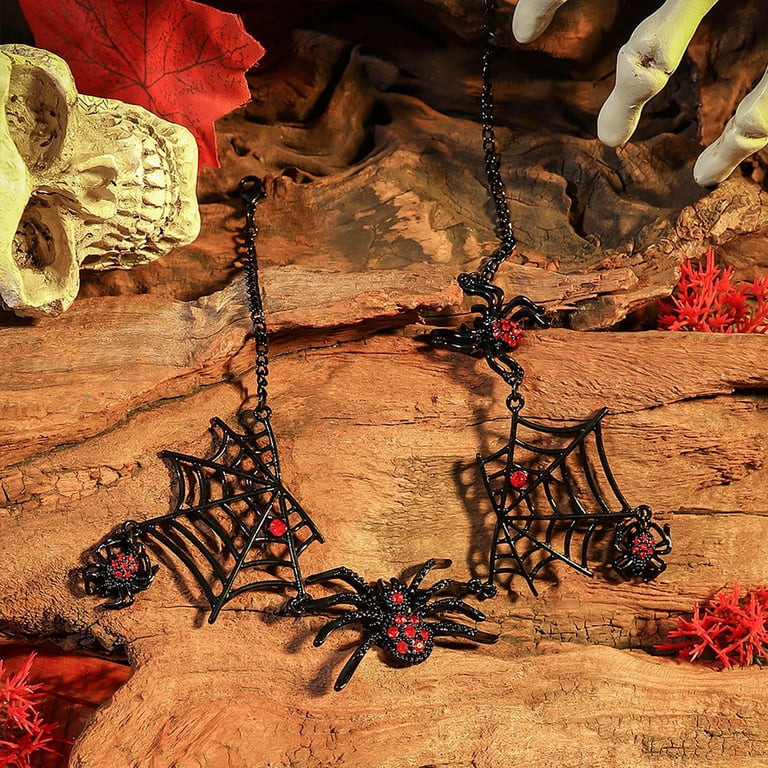 Gothic Spider Web Necklace for Women - Black Widow Statement