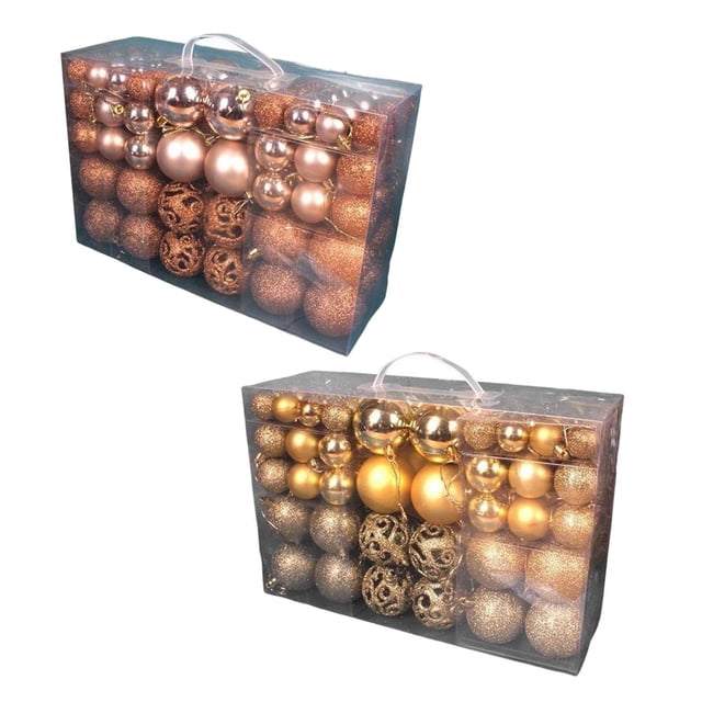 100 Uds Adornos de Bolas de Navidad árbol Decorativo Inastillable Decoraciones para Fiestas Y Vacaciones+100 Piezas de Adornos para árboles de Navidad EstiloI perfecl Colgantes Bolas