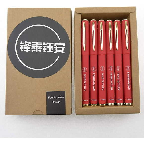 Fengtaiyuan R038P18CA, Stylos Gel, Encre Rouge, 0.38mm, Stylos Écriture, Lisse, Ultra Fine, Pack de 18 (0.38mm-Rouge)