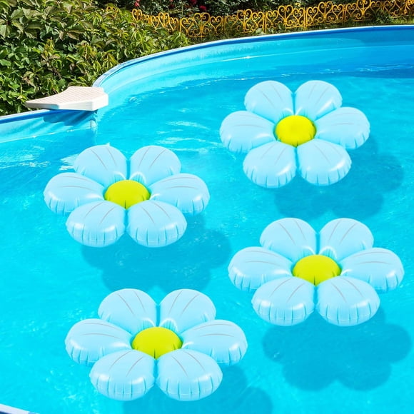 Flotadores Inflables de Piscina en Forma de Flor de Margarita ShinyRelief x4 Azul 50 cm