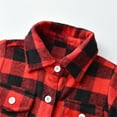thumbnail image 5 of LYHaoo Kids Toddler Flannel Shirt Jacket Plaid Long Sleeve Lapel Button Down Shacket Baby Boys Girls Pockets Shirt Top Coat Outwear School Uniform Sizes 3-6 Months Red, 5 of 6