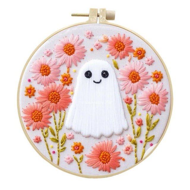 CTDWNT Halloween Kit Embroidery for Adult Beginners,Stamped Counted Cross Stitch Kit for,Gothic Halloween Embroidery Starter Kit,Fall Autumn Stamped Cross Stitch Kits,DIY Embroidery Needlepoint Kits