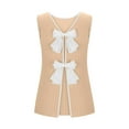thumbnail image 6 of HongQid Women's Sleeveless Cute Crew Neck Bow Tie Back Blouse Colorblock Split Hem Backless Tank Tops, 6 of 7
