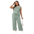 thumbnail image 4 of Conjunto de ropa de verano WIHOLL de dos piezas para mujer, color verde XL, 4 of 5
