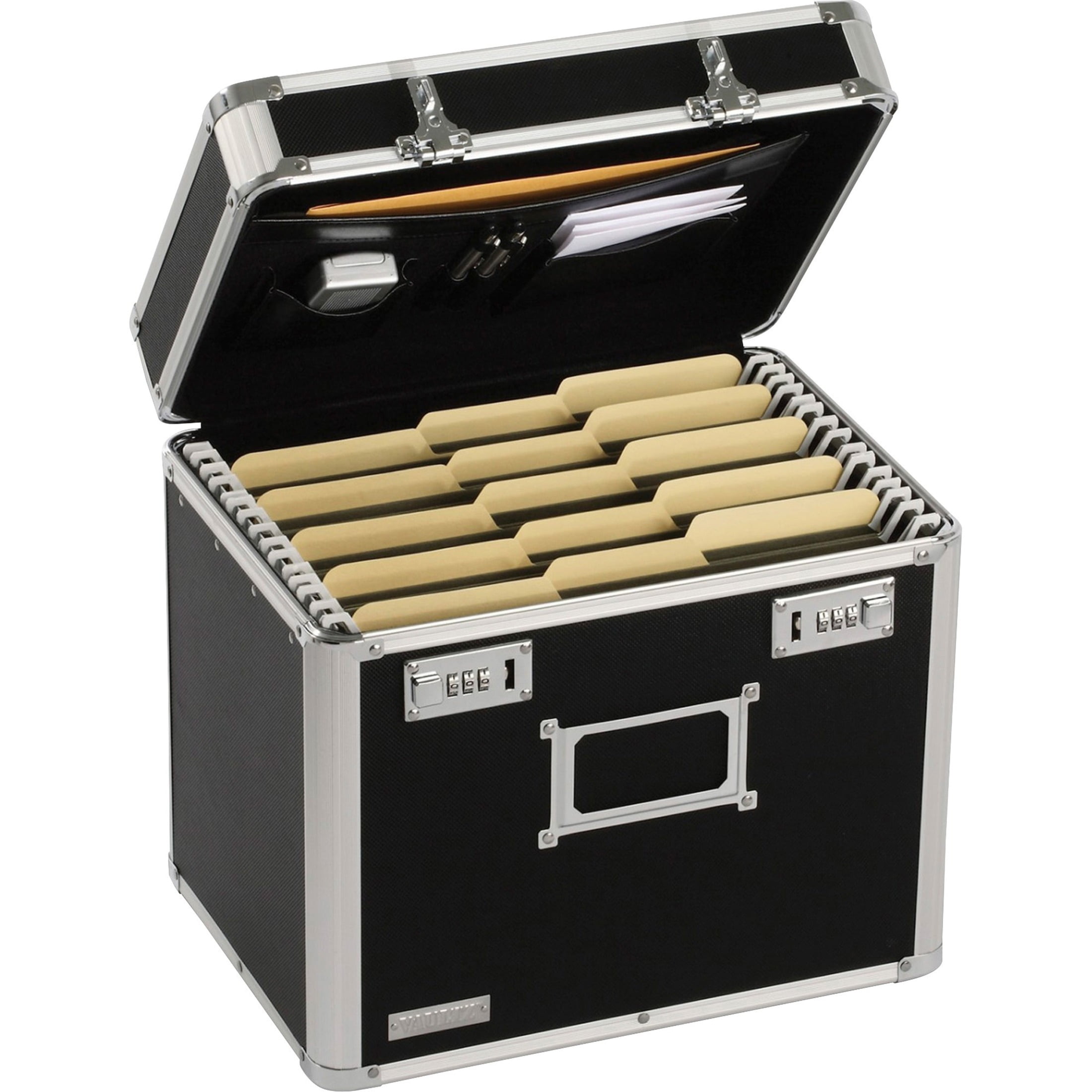 Vaultz Locking File Chest Storage Box Black 17-1/2 X 14 X 12-1/2 Letter/legal 