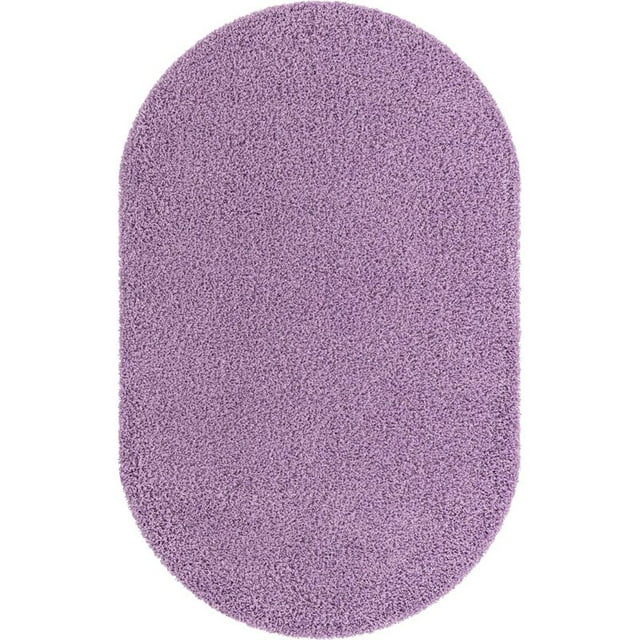 Unique Loom Tapis Moderne Shag Uni 5 Pieds x 8 Pieds Ovale Lilas