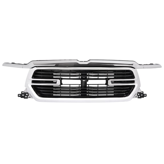 Kojem Front Grille Assembly Molding for 2019-2022 Dodge Ram 1500 Replacement for 68404931AE CH1200418 CH1210136 Front Bumper Grill Trim Kit Plastic (ABS) Painted Black Chrome Silvery
