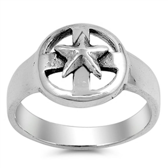 Antiqued Star Cross Filigree Cutout Ring .925 Sterling Silver Band Jewelry Female Male Unisex Size 9