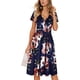 thumbnail image 3 of OUGES Vestido de fiesta corto floral de verano de manga corta con cuello en V y bolsillos para mujer, 3 of 4