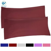 Deago Set of 2 Ultra Soft Long Pillow Cases Body Pillowcases Cover Envelope Closure For Adults Pregnant Women 20" x 55" (Red)
