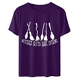 thumbnail image 4 of Witches Gotta Have Options Top Women Thanksgiving Print T-shirt Top Round Neck Short Sleeve T-shirt Top Broom Print Top, 4 of 5