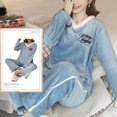 thumbnail image 4 of Conjuntos de Pijamas de franela para Mujer, estampado a cuadros de terciopelo con ropa de dormir, Kawaii, para el hogar, Otoño e Invierno, 4 of 4