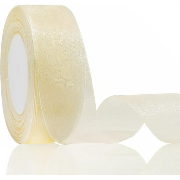 Off white 2 Inch Sheer Organza Chiffon Ribbon for Bouquet Home Party Decoration,Wide Continuous String Ribbons, Flower Bouquet Wedding Bow Award Ribbons Making Decorations, 50 Yards (Off white)
