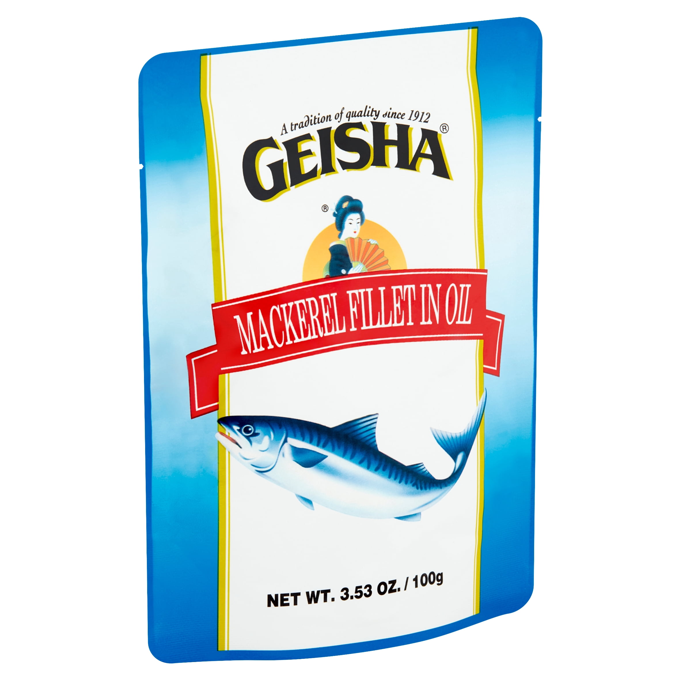 (5 pack) Geisha Mackelel Fillet in Oil, 3.53 Oz (100g), Ready to Eat in an Easy Open Pouch