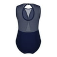 thumbnail image 2 of YONGHS Kids Girls Mesh Splice Ballet Dance Gymnastics Leotard Tops Athletic Bodysuit 3-12 Navy Blue 10-12, 2 of 7