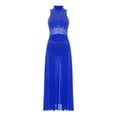 thumbnail image 3 of Oyolan Womens Lyrical Dance Dress Sleeveless Flowy Mesh Slit Hem Maxi Long Skirt Contemporary Dance Royal Blue M, 3 of 5
