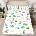 thumbnail image 2 of Homewish Cartoon Dinosaur Full Size Sheets 4-Piece for Preppy Children Kids,Jungle Animal Breathable Bed Sheets,Kawaii Wildlife Dino Lightweight Sheet Sets,Breathable Home Decor, 2 of 7
