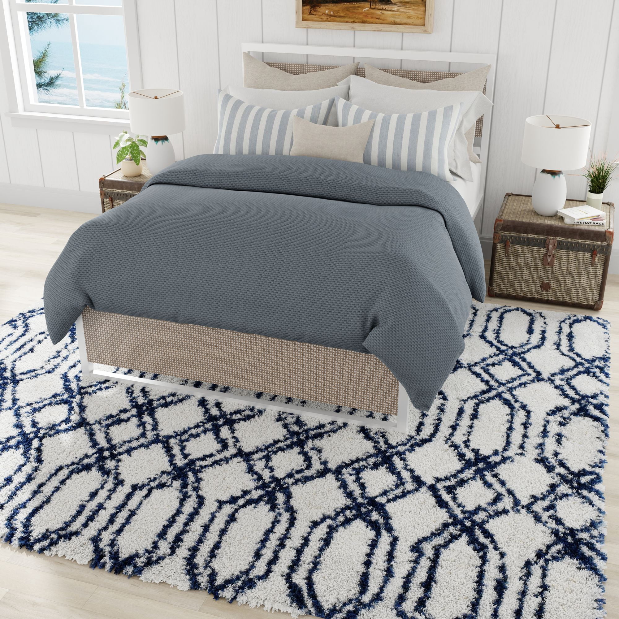 Mason Brooks Indigo Shag CG25A Transitional Geometric 2'6" X 8' Area Rug