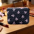 thumbnail image 4 of UNLLLL High End Bow Shaped Cosmetic Bag, Small Capacity Lipstick Pouch and Cute Coin Purse, Portable Mini Makeup Organizer with Zipper, for Travel and Daily Carry (Black), 4 of 6