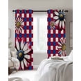 thumbnail image 4 of 4th of July Blackout Curtains for Bedroom Living Room Darkening Curtains 84 Inch Length 2 Panels Set Red Blue Plaid Spring Floral Independence Day Window Curtain Window Treatment Drapes 52"x84", 4 of 9