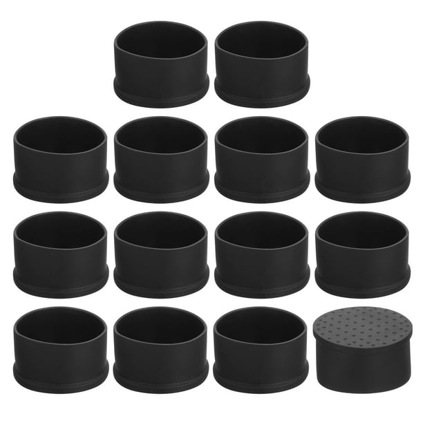 Uxcell 14Pcs Tapas de patas de silla, 50mm (2 pulgadas) sin marcas, tapas de patas de silla de PVC antideslizantes, protectores de suelo para patas de silla, negro