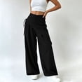 thumbnail image 2 of Admvng Womens Pants with Drawstring Detail Wrap Wide Leg High Waist Trousers, 2 of 5