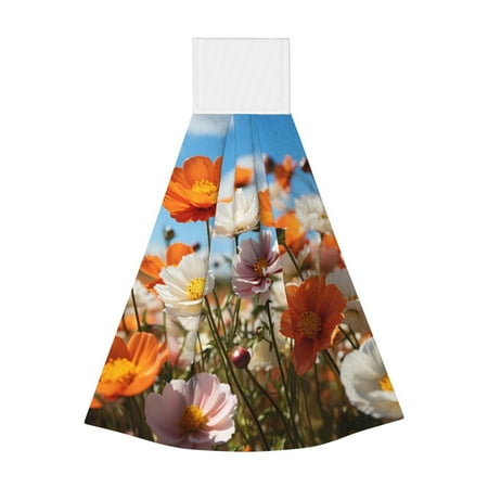 

Easygdp Vibrant Field Of Blossoms Kitchen Hand Towels Hanging Tie Towels Fast Drying Dish Cloth with Loop for Bathroom Restroom Home Decor