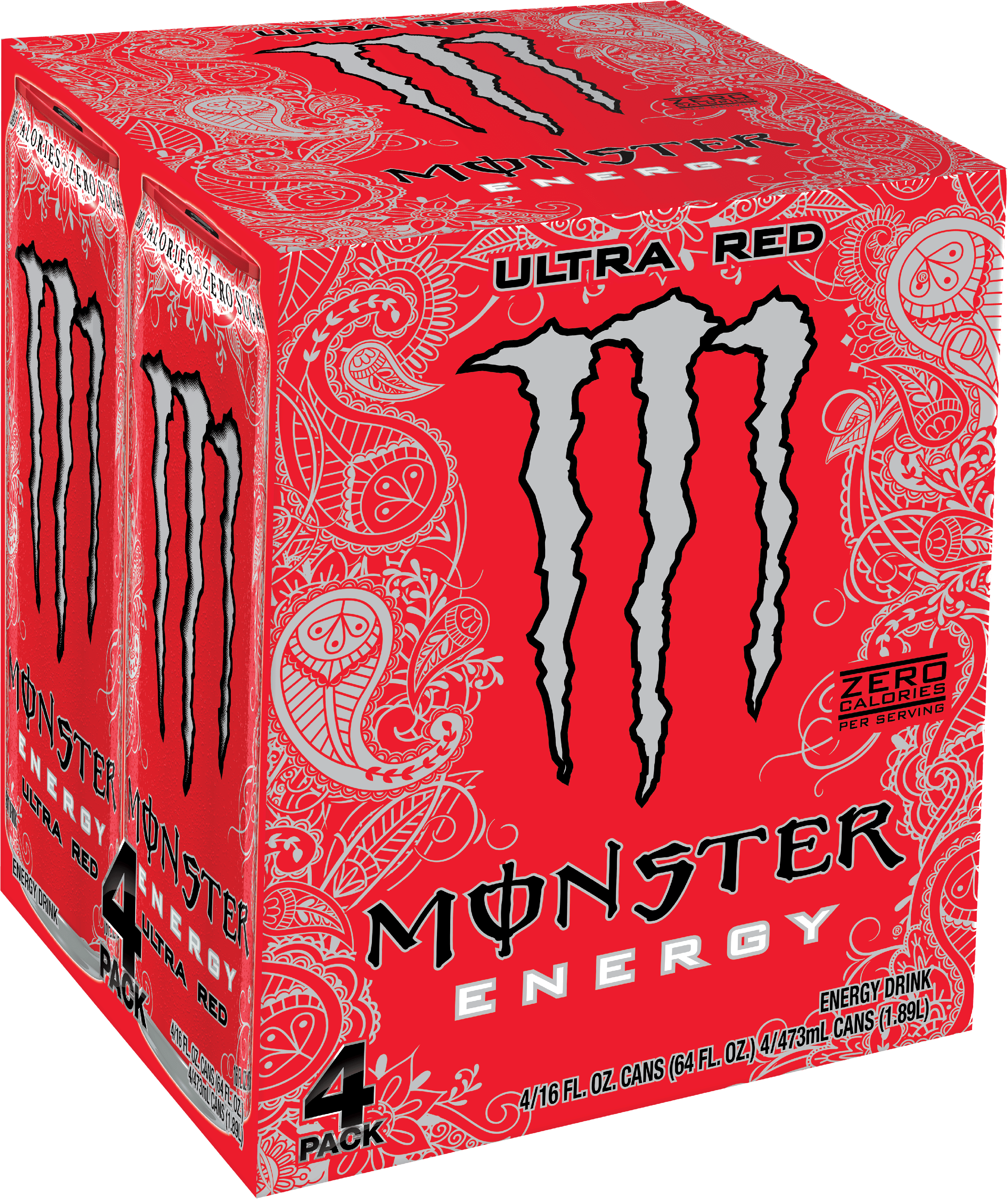 Monster Red Energy Drink, 16 Fl. 4 Count - Walmart.com