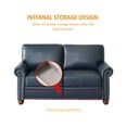 thumbnail image 3 of 2pc Sofa Set, Upholstered PU Leather Sofa Chair with Storage Drawer, Wood Legs, Large Back, Nail Decoration, 59"/82" Modern Accent Sofa Couch for Living Room, Guest Room, Navy Blue, 3 of 9