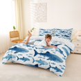 thumbnail image 2 of spefrowx Watercolor Blue Whale Shark Bedding for Kids, Kawaii Ocean Fish Duvet Cover Full, Reversible, 3-Piece, 1 Duvet Cover and 2 Pillowcases, 2 of 6