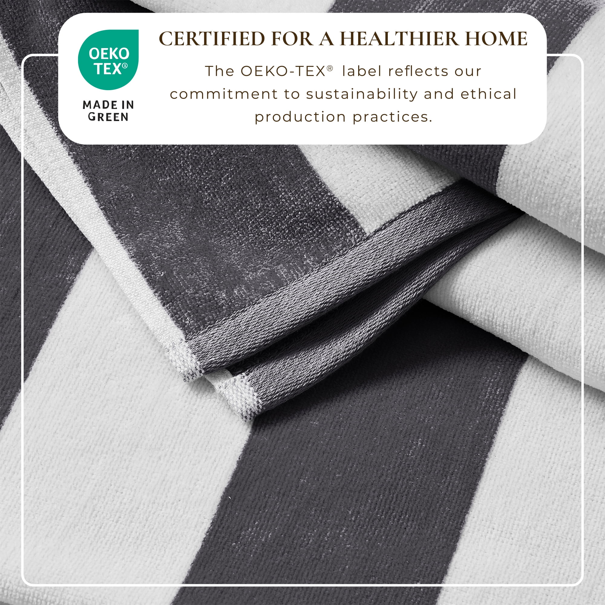 100% Cotton Cabana Striped Beach & Pool Towels (4 Pack - 30" x 60", Charcoal Grey)