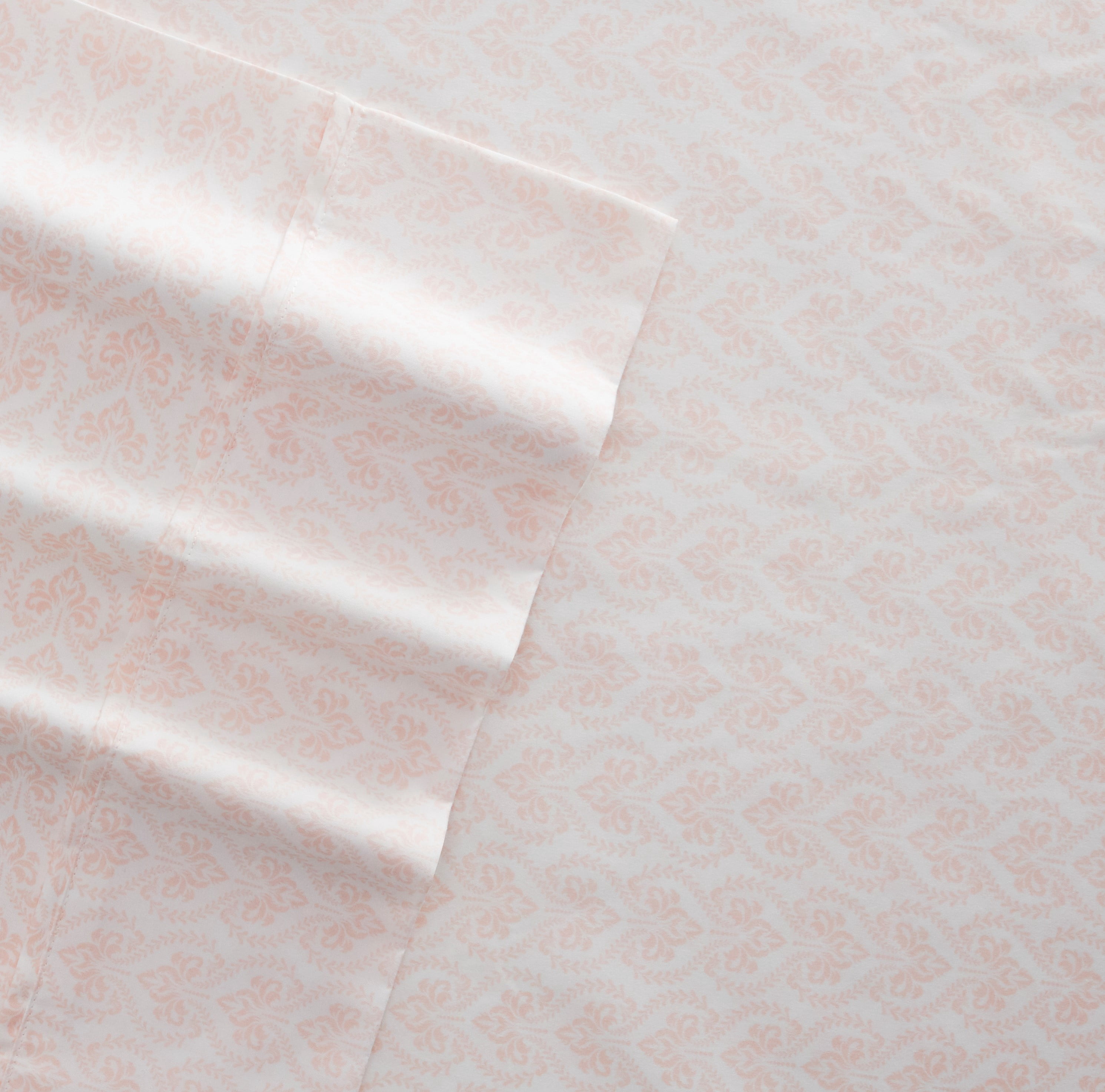 Noble Linens 4 Piece Pattern Microfiber Bed Sheets Set, Pink Classic in Pink, California King
