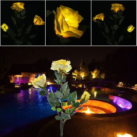 3 Head Yellowrose Flower Solar Light Led Decorative Outdoor Lawn 3 Head Yellowrose Flower Solar Light Led Decorative Outdoor Lawn Lamp