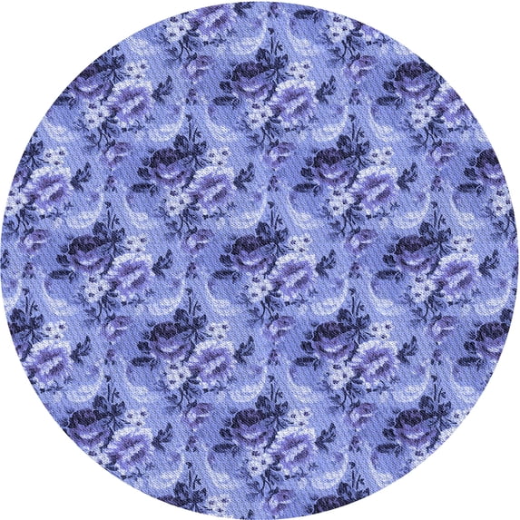 Ahgly Company Machine Washable Indoor Round Transitional Denim Blue Area Rugs, 6' Round