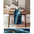 thumbnail image 3 of Ldtrchee Navy Blue Marble Table Runner 72 Inches, Abstract Ink Painting Contemporary Bed Runner Dresser Scarves Tabletop for Indoor Outdoor Parties/Ceremony/Banquet, 18" x 72", 3 of 8
