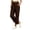 #Brown 1, variant on Women's Casual Pants Solid Cropped Hem Slit Button Waist Pockets Trousers