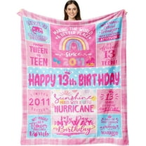 13 Year Old Girl Birthday Gift Ideas Blanket 60x50 Inch, Birthday Gifts for 13 Year Old Girls, 13th Birthday Gifts for Girls, Birthday Gifts for Girls Age 13, 13 Yr Old Girl Birthday Gifts